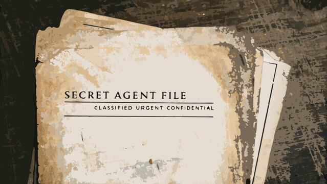Aged paper file folder with classified markings and text vector illustration with a textured background aged paper archive