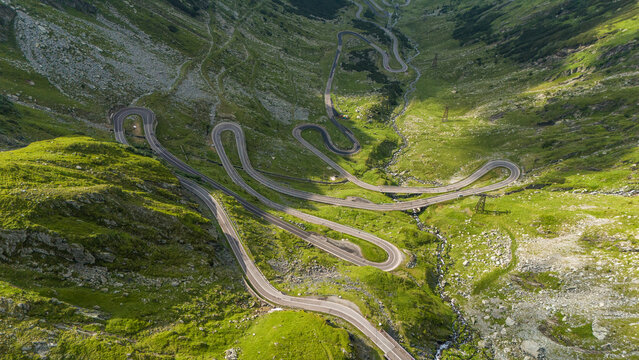 Aerial Travel Landscape of Transfagarasan Highway in Romania
