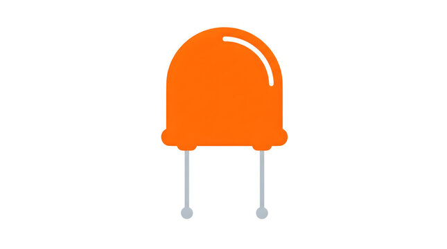 Bright orange light emitting diode electronic component icon displayed as a flat illustration on transparent background