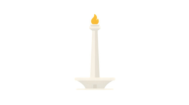 Minimalist vector illustration of the iconic National Monument of Jakarta Indonesia on transparent background