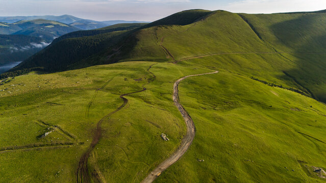 Aerial View of the Transalpina Road in Romania