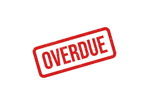 Overdue red stamp on white background isolated on transparent background