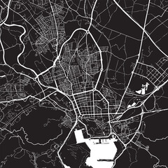 Fototapeta premium Vector Street Map of Cartagena Spain – Black and White Minimalist City Road Map