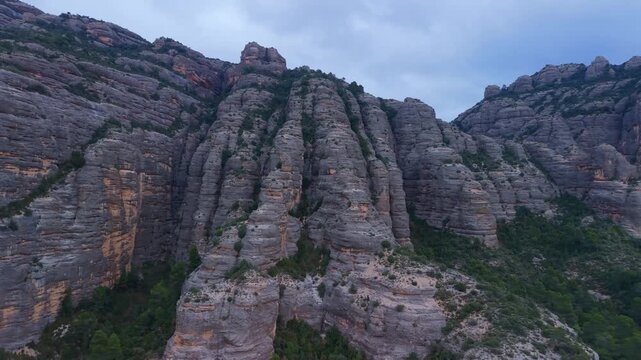 Aerial view from a drone of the La Pesquera landscape in the town of Beceite. Els Ports. Matarra&ntilde;a region. Province of Teruel. Autonomous Community of Aragon. Spain. Europe