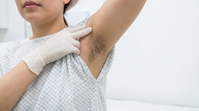 Dark Armpit Skin Hyperpigmentation and Skincare Healthcare Concept