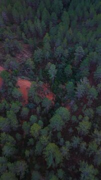 Aerial drone view of the Barranco dels Notaris landscape in the town of Beceite, Els Ports, Matarra&ntilde;a region, Teruel province, Aragon, Spain, Europe