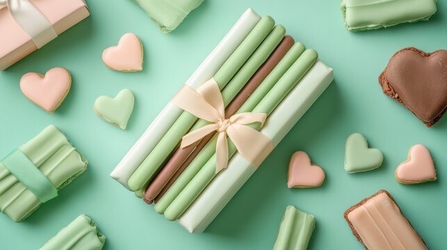 New Pepero day with Dubai Chocolate Biscuit Sticks set,Pocky straw stick set,Couple Lovely day,Pepero Day Love Event,romantic event banner illustration,November 11th concept,valentine day.