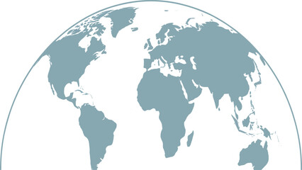 Obraz premium Stylized Light Blue World Map Illustration on White Background, Partial Globe View
