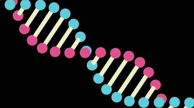Abstract DNA Double Helix Animation with Futuristic Molecular Science Background