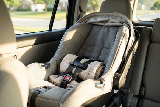 Secure Infant Restraint System With Plush Blanket Inside Passenger Vehicle