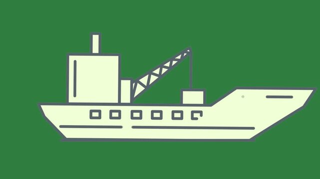 Arrow on boat crane the side ship gesture scene depth expression cartoonish colorful motion movement composition isolated on green screen background