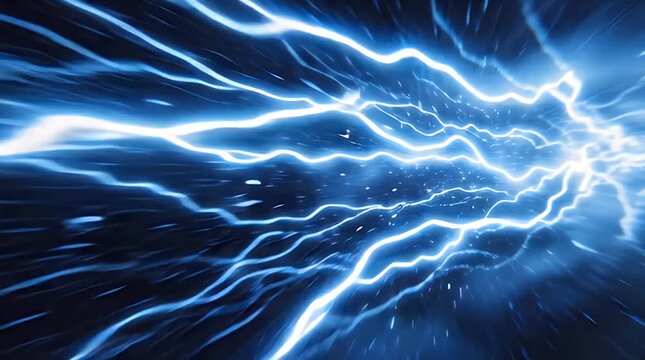 Dynamic Lightning Bolt in Dark Sky with Electric Energy