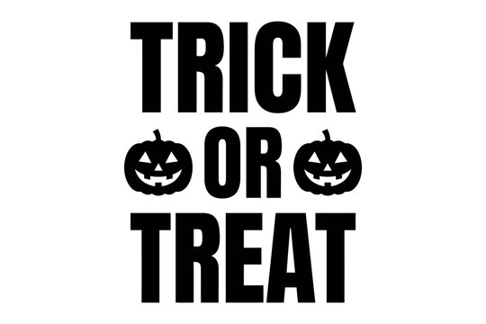 Bold halloween typography 'trick or treat' with jack o' lanterns
