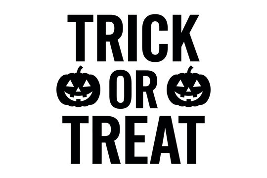 Trick or treat halloween typography with jack o' lanterns