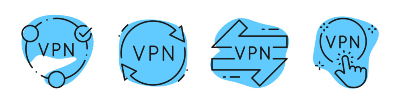 Vpn icons representing secure connection in user interface. Editable stroke