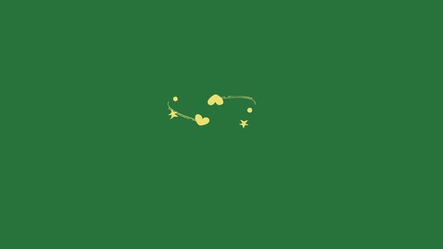 Heart and stars hearts yellow flower wallpaper two one scene movement elements design creative motion colorful isolated on green screen background