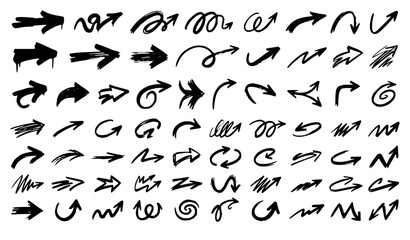 Obraz premium Hand Drawn Graffiti Brush Arrow Icon Pack Vector