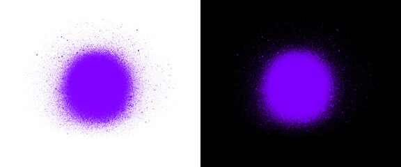 Purple spray paint texture set, aerosol splatter on white and black background, neon violet graffiti paint drip elements for urban design png © Smart Studio