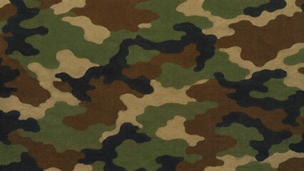 Fototapeta premium Seamless Military Camouflage Pattern Texture with Green Brown Black and Beige Abstract Organic Shapes