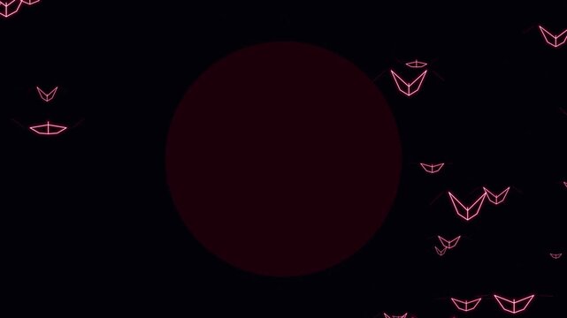Crimson Red Neon Vampire Bat Swarm Geometric Glowing Overlay Loop