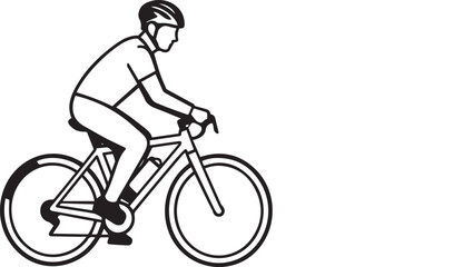 Obraz premium Bicycle with man icon set. Person riding a bike vector illustration. Bicyclist symbol. Bike race sign. Active lifestyle bicycle outline concept Isolated on No Background cut out victor