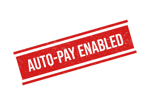 Red auto-pay enabled stamp badge isolated on transparent background
