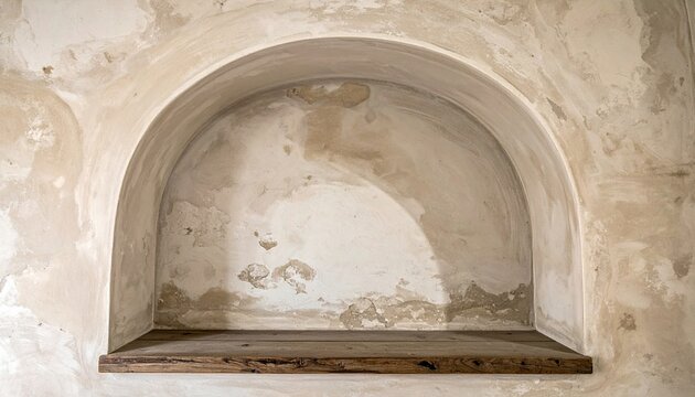 arched wall niche with empty shelf