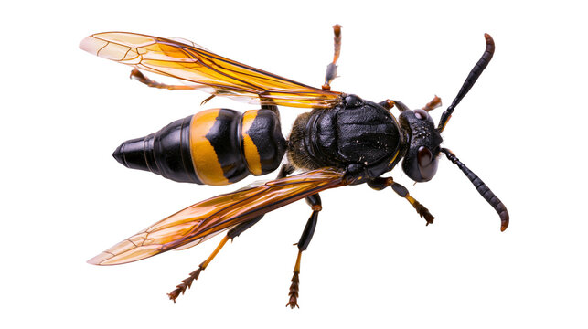 Black and yellow striped wasp insect macro detail