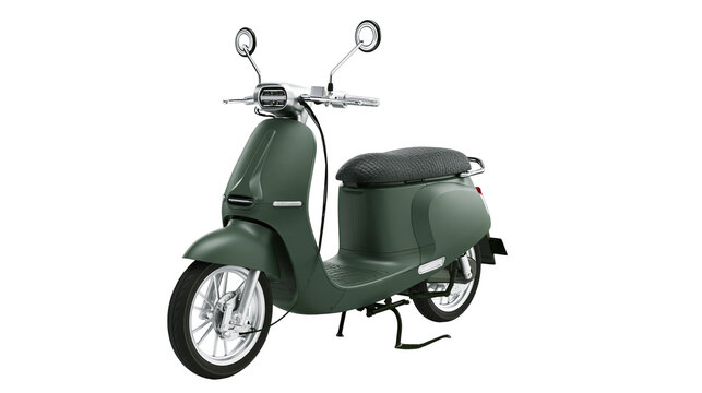 Green retro scooter with textured seat and chrome details