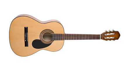 Obraz premium Acoustic guitar with light wood body and black pickguard