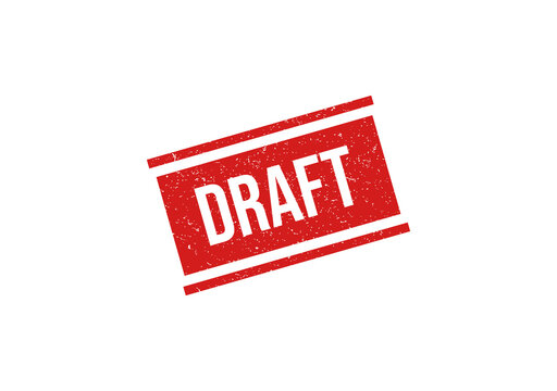 Red draft stamp with diagonal lines isolated on transparent background