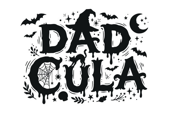 Halloween dadcula typography design with spooky elements