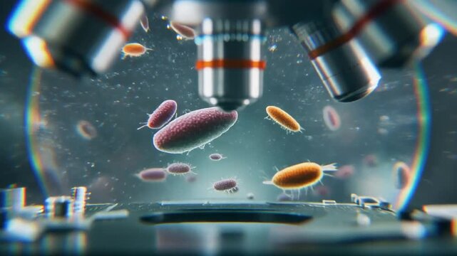 microscopic view of bacteria movement in laboratory analysis closeup