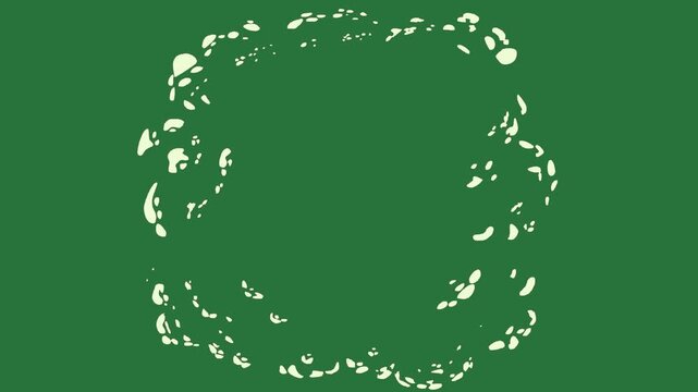 Letter o on an logo circle it star screen the layers figure depth motion cartoonish illustration isolated on green screen background