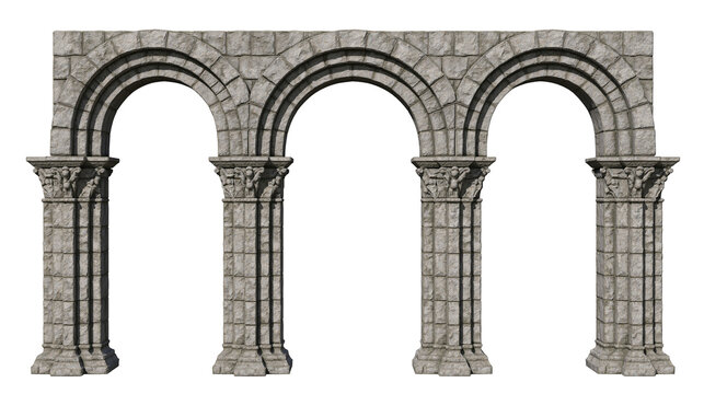 Stone Romanesque Arches with Columns