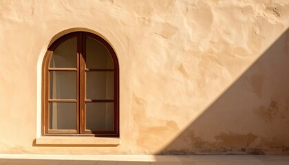 Fototapeta premium arched window shadow beige wall