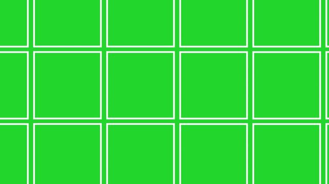 Green screen grid frame background rectangular guides in a clean layout. chroma key editing, collage templates, compositing, media wall animations, presentation screens, layout placeholders production