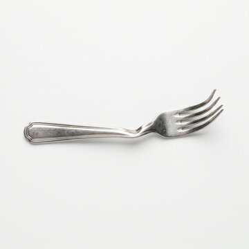 Bent fork isolate on white background  
