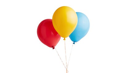 Three colorful balloons red yellow blue floating © Isolde