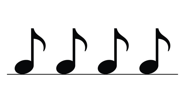 Musical Notes Silhouette On White Background Simple Graphic Design
