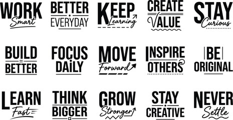 Obraz premium Black and white motivational words on a clean background, typography