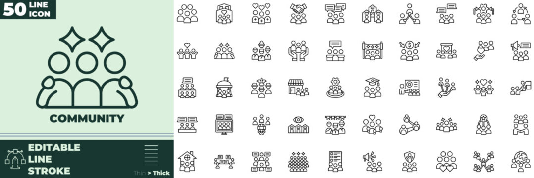 Community Line Editable Icons set