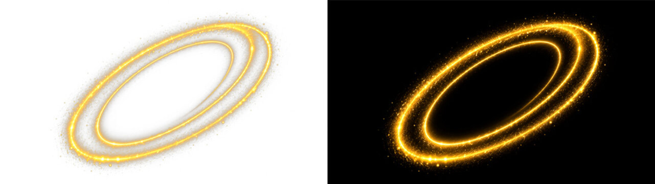 Golden Glow Sparkle Ring PNG Overlay with Radiant Light, on transparent background