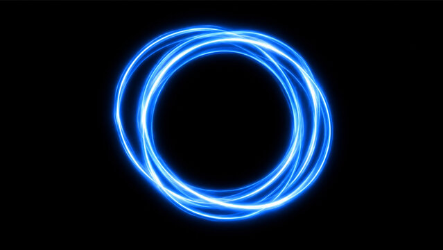 Blue light ring png overlay with glowing circular neon halo