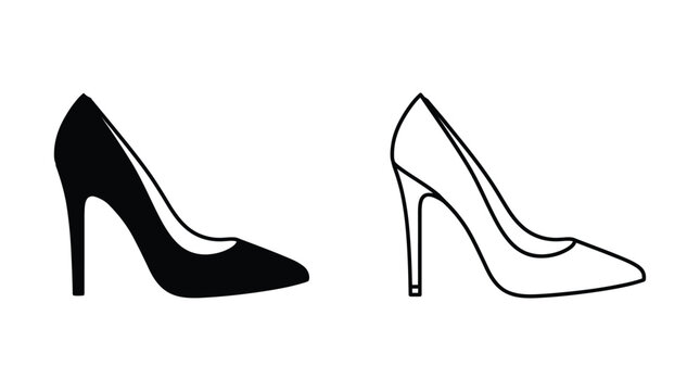 High heeled shoe silhouettes on a white background