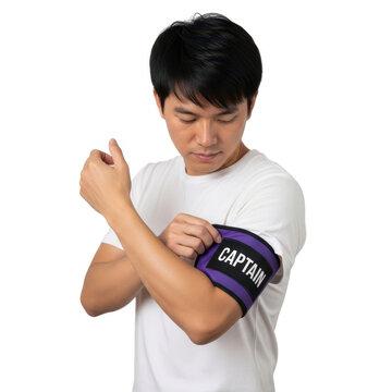 Man wearing a fitness armband while exercising with a focused expression.