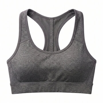 Gray racerback sports bra isolated on white background  