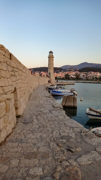 The old port of Rethymno, with the lighthouse, Crete, Greece
