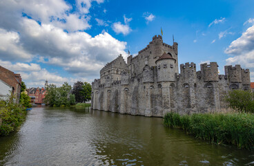 Obraz premium Gravensteen or the Castle of the Counts, located in the heart of the city of Ghent, Belgium