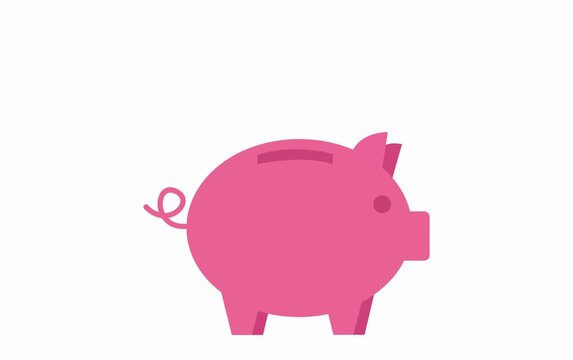 Animated Piggy Bank Savings Concept Motion Graphics on White Background